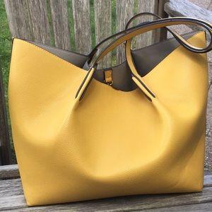 Vegan leather yellow tote